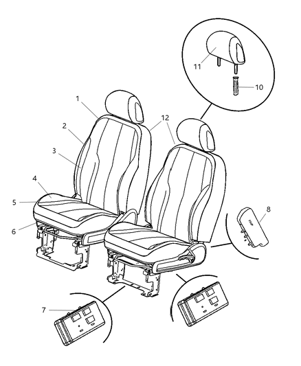 2021 Dodge Durango Headrest Front Diagram for 1DS981D5AA