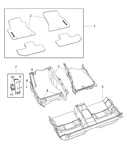 1985 Dodge B250 Mat Kit Floor - Front Diagram for 6EQ891X6AA