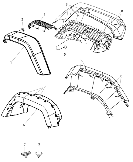 Molding Wheel Opening Flare Rear Diagram for 5KC85TZZAG