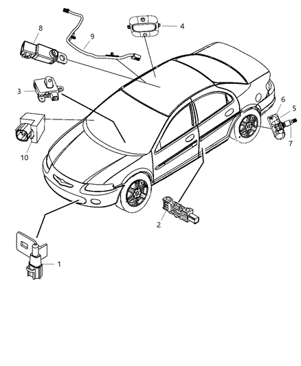 2005 Dodge Grand Caravan Sensor Package Tire Pressure See Group 008 Electrical Diagram for 68001696AB
