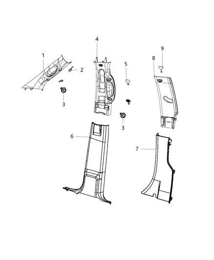 Molding C Pillar Upper Diagram for 1ED23BD1AA