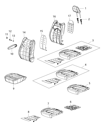 2020 Chrysler Pacifica Cover Front Seat Cushion Diagram for 7BD53LA3AA