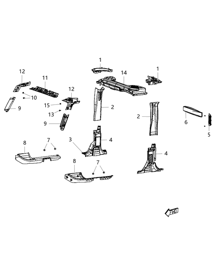 1985 Jeep J20 Hook Coat Second Row Area Diagram for 68158111AB