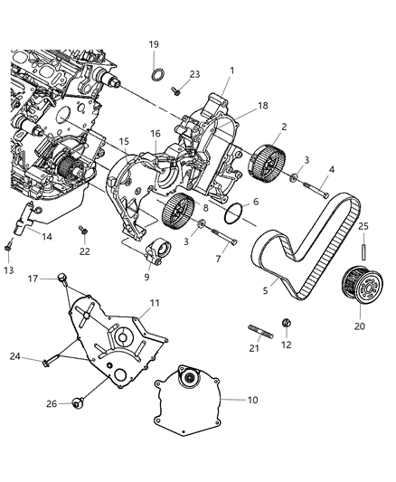 Cover Timing Case Diagram for 4892136AA