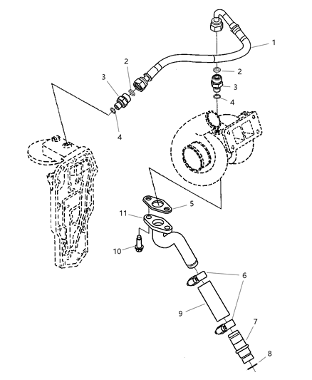 1995 Chrysler LHS Hose Turbocharger Feed Diagram for 5086951AC