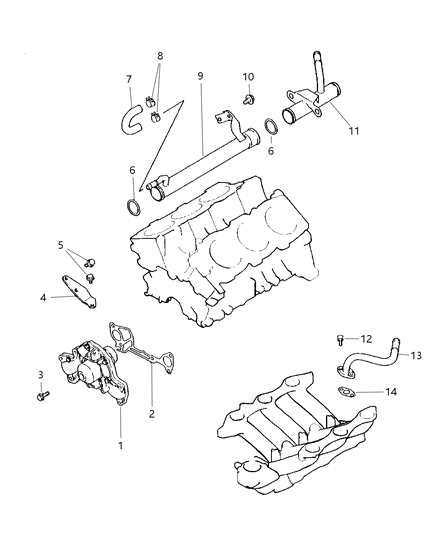 1999 Dodge Grand Caravan Pipe Water Inlet Diagram for MD351670