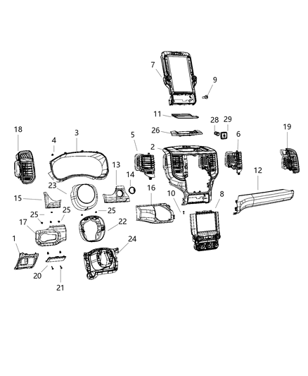 Outlet A/C & Heater Right Inboard Diagram for 5YK743X9AC