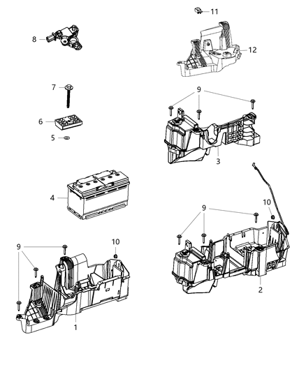 Tray Component With Washer Reservoir Diagram for 68188030AB