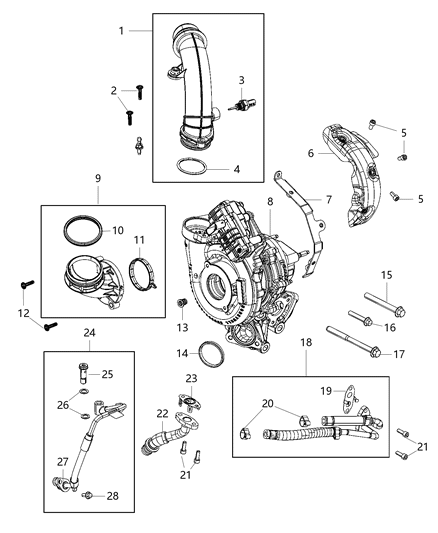 2008 Jeep Compass Turbocharger Diagram for 68486941AA