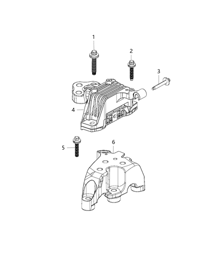Isolator Transmission Mount Diagram for 68325563AC