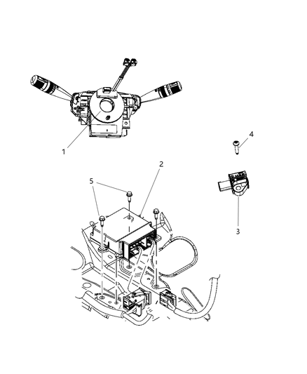 2010 Dodge Journey Clockspring Steering Column Control Module w/ Angle Sensor Diagram for 68003216AH
