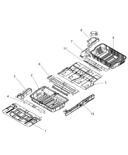 Panel Rear Floor Pan Diagram for 5109594AB