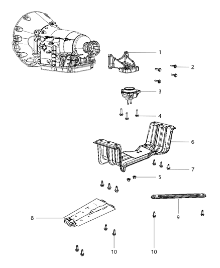 2017 Jeep Wrangler Isolator Transmission Mount Diagram for 68032662AE