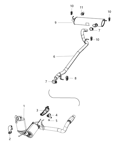 Bracket And Isolator Exhaust Diagram for 68069815AB