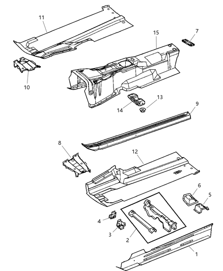 1998 Dodge Durango Reinforcement Seat Console Inner Lower Seat Attach Diagram for 5134844AA