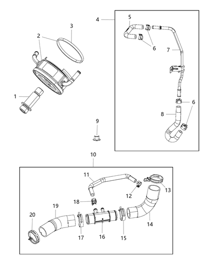 1991 Dodge Spirit Tube Engine Oil Heater Coolant Supply Diagram for 68378169AA