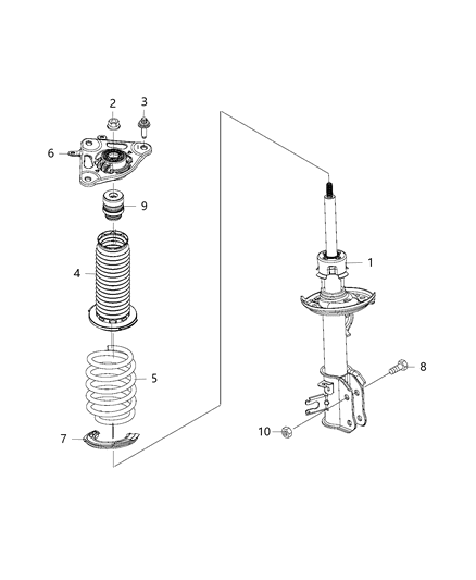 Shock Absorber Suspension Rear Diagram for 68290259AB