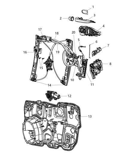 Bracket Door Outside Handle Diagram for 68084837AD