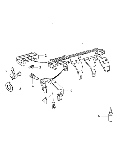 Plate Shift Rail Guide Diagram for 68001748AA