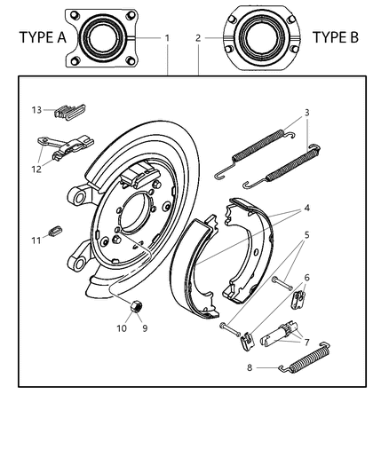 Spring Parking Brake Shoe Return, Upper Diagram for 5093705AA