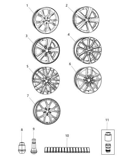 Wheel Aluminum Diagram for 5XL06XZAAA