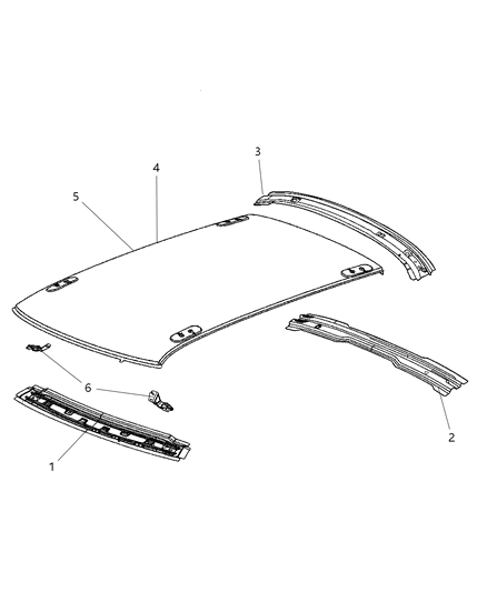 1990 Dodge B150 Header Roof Rear Diagram for 5112800AC
