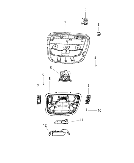 Washer Flat Round Console Retainer Attach Diagram for 68312112AA