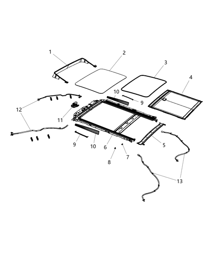 Hose Sunroof Drain Front Diagram for 68110538AC