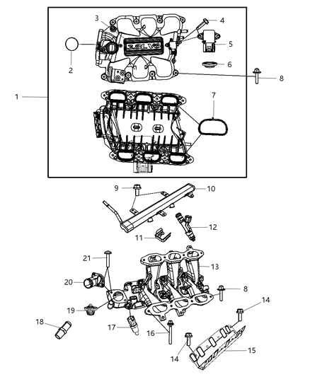 2007 Dodge Durango Clip Fuel Injector Diagram for 4418257AB