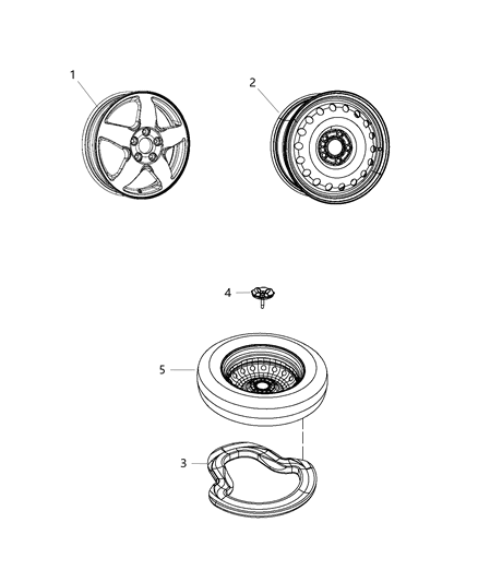 2021 Jeep Wrangler Wheel Spare Aluminum, Compact Diagram for 68249413AB