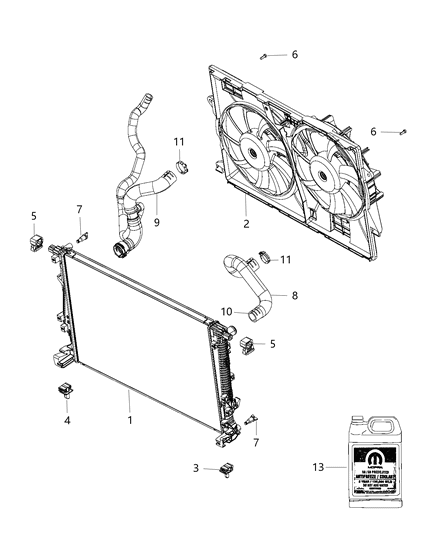 Hose And Clamp Radiator Inlet Diagram for 68102139AA