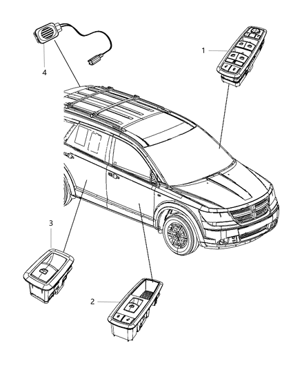 Switch And Bezel Front Door Diagram for 68084002AA