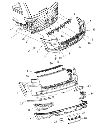Applique Fascia Diagram for 68143485AB