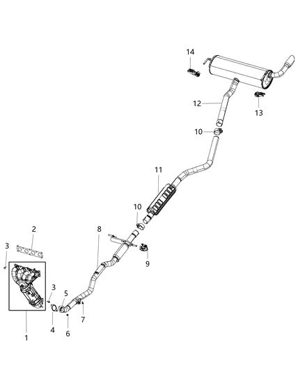 Pipe Exhaust Front Diagram for 68225540AA