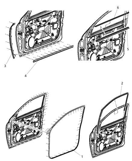 Seal Glass Running Front Diagram for 55369294AJ