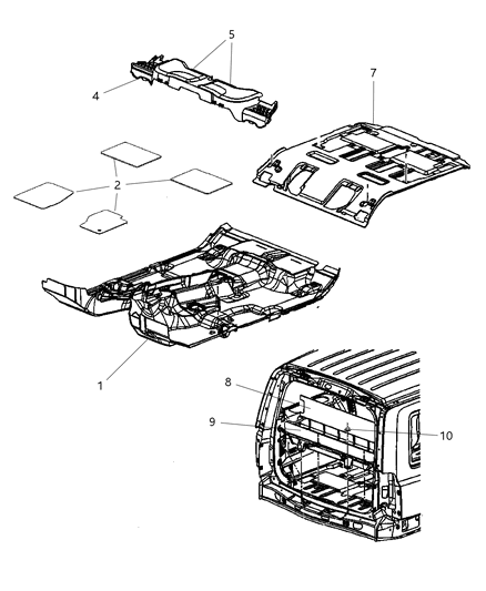 1987 Chrysler Town & Country Lid Load Floor Diagram for 5KC381J8AD