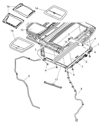 Hose Sunroof Drain Diagram for 55396474AC