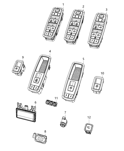 Switch And Bezel Front Door Driver Diagram for 68271206AB
