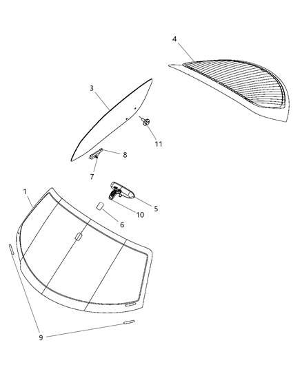 2008 Dodge Viper Glass Liftgate Diagram for 5030041AD