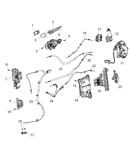 Cable Outside Handle Outside Handle To Latch Diagram for 68248738AF