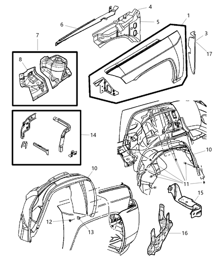 Silencer Fender Side Diagram for 5116434AA