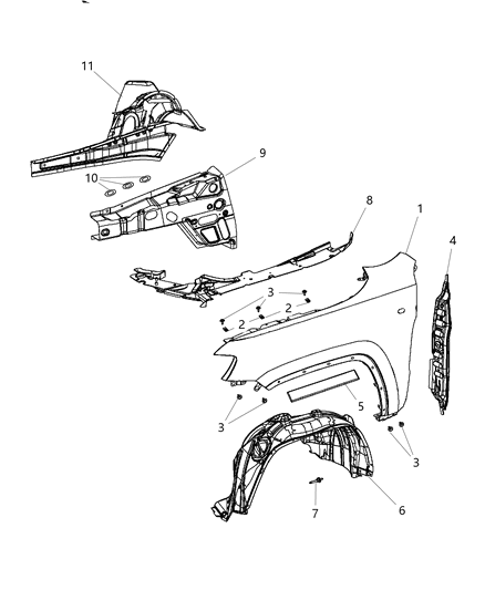 2003 Dodge Caravan Stuffer Fender Diagram for 68036635AA