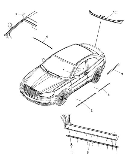 Molding A Pillar Diagram for 5303674AC