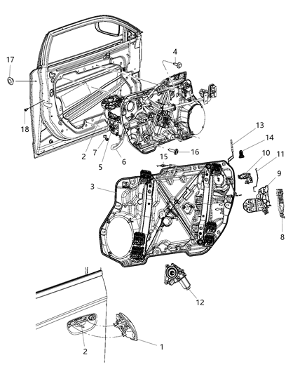 Cable Outside Handle Front Door Diagram for 68359599AC