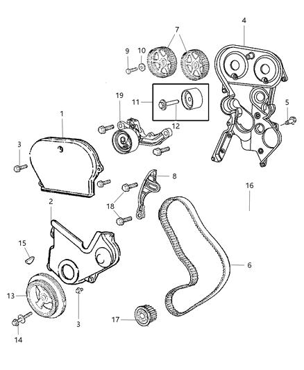 2005 Dodge Stratus Belt, Timing Diagram for TB000265