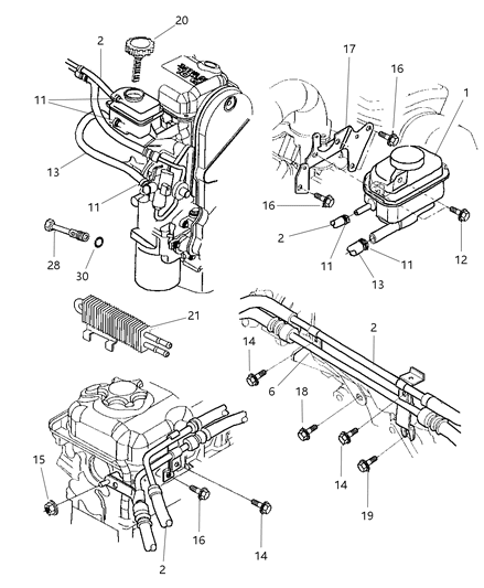 1998 Chrysler Sebring Reservoir Power Steering Pump Diagram for 4764092