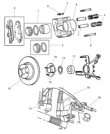 2025 Chrysler Voyager Caliper Disc Brake Diagram for 5011071AA