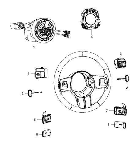 1995 Dodge B1500 Module Steering Column Diagram for 5LY54XDVAB