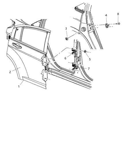 2003 Dodge Grand Caravan Door Rear Diagram for 5074524AB