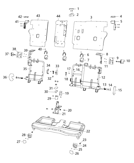 2007 Jeep Commander Frame Rear Seat Back 60% Diagram for 68290649AC